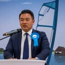 Conservative candidate Alan Mak speaking after his victory at Havant. Picture: Mike Cooter (050724)