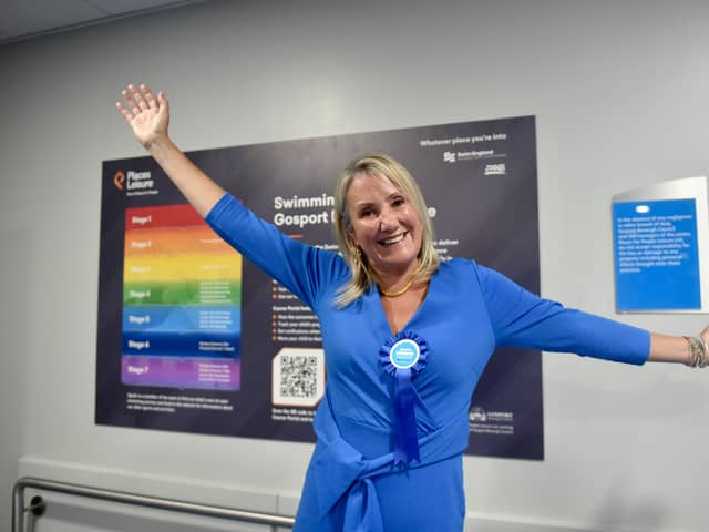 Dame Caroline Dinenage after retaining her Gosport seat at the General Election. Picture: Sarah Standing