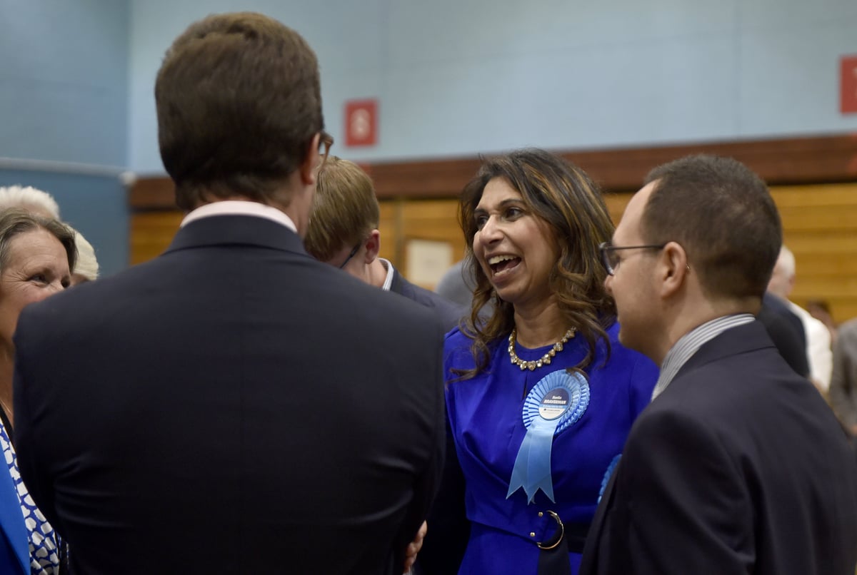 Apologetic Suella Braverman holds on as she wins the new Fareham and Waterlooville seat