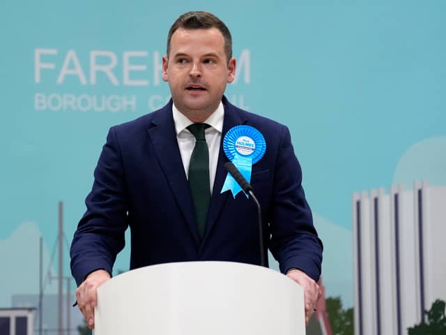 Paul Holmes gives a speech at Fareham Leisure Centre
