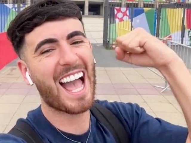 Callum Ryan, 23, who flew to a Euros fan zone in Germany and says it cost him just 74p more than going to one in the UK.  