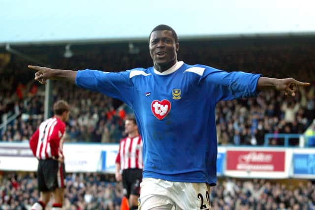 The Pompey TY shirt worn by Yakubu here was ridiculed - but is remembered fondly now.