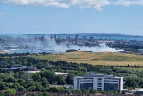The scene of the Tipner fire from Portsdown Hill