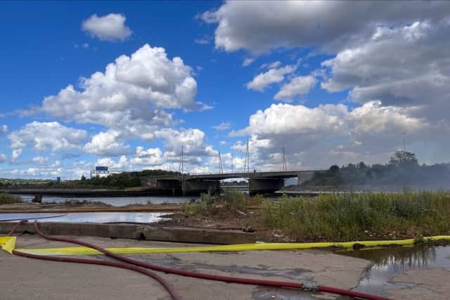 Fire crews used seawater to help contain the fire