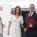 Prime Minister Sir Keir Starmer and his wife Victoria board a plane at Stansted Airport in Essex as they head to Washington DC to attend a Nato summit. The Labour government has been criticised over a lack of timescale for when the UK will increase its defence spending.
