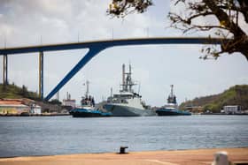 HMS Trent was deployed to the Cayman Islands last week to carry out disaster relief ahead of Hurricane Beryl. The storm swept through North America and the nearby islands. Picture: Royal Navy