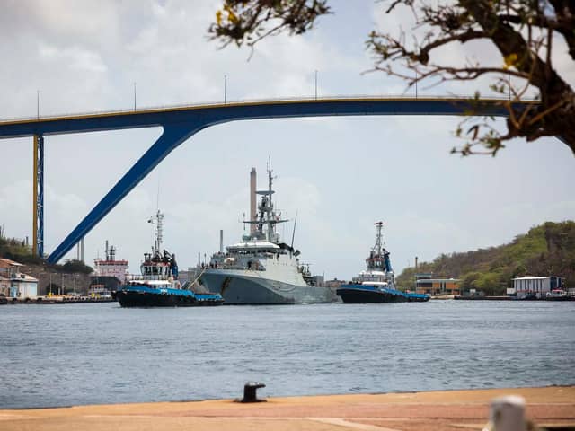 HMS Trent was deployed to the Cayman Islands last week to carry out disaster relief ahead of Hurricane Beryl. The storm swept through North America and the nearby islands. Picture: Royal Navy