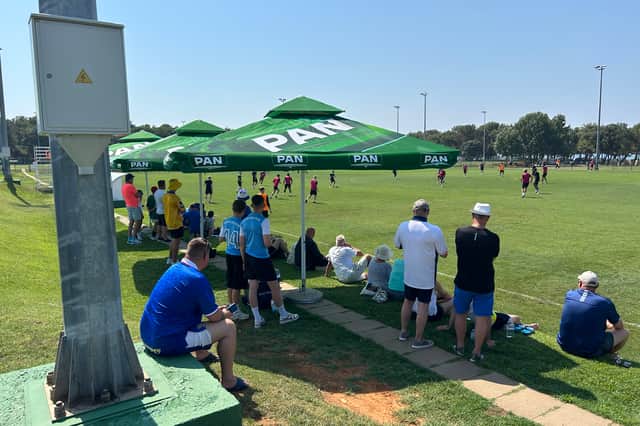 Pompey fans watching their team train in Medulin, Croatia, on the last pre-season tour.