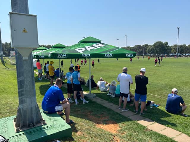 Pompey fans watching their team train in Medulin, Croatia, on the last pre-season tour.