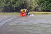 The Gosport Lifeboat Service (GAFIRS) has spent hours rescuing a man who found hismelf stuck in the mud. 
He was successfully rescued and taken safely to shore. 