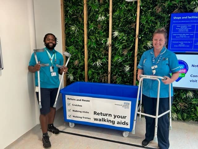 Portsmouth Hospitals University NHS Trust has launched a walking aid return scheme with drop off points at QA Hospital.