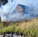 Firefighters battled a blaze which destroyed two static caravans in Whiteley Lane, Titchfield.