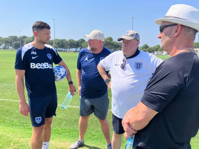 Pompey boss speaks to Pompey fans during their week-long training camp in Croatia.