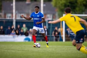 Former West Ham and Manchester City defender Jamal Baptiste featured for Pompey against Gosport. Picture: Alex Shute