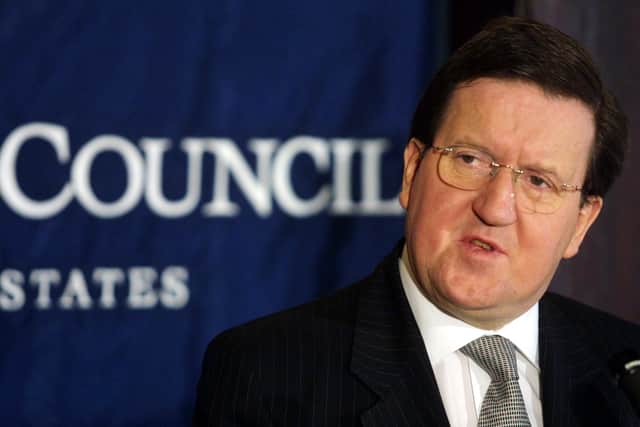 Former Nato chief Lord Robertson of Port Ellen is leading a government defence review, stating the west faces a "deadly quartet" of threats. Pictured is Lord Robertson speaking to the press at the National Press Club October 10, 2001 in Washington, DC. Picture: Joe Raedle/Getty Images.