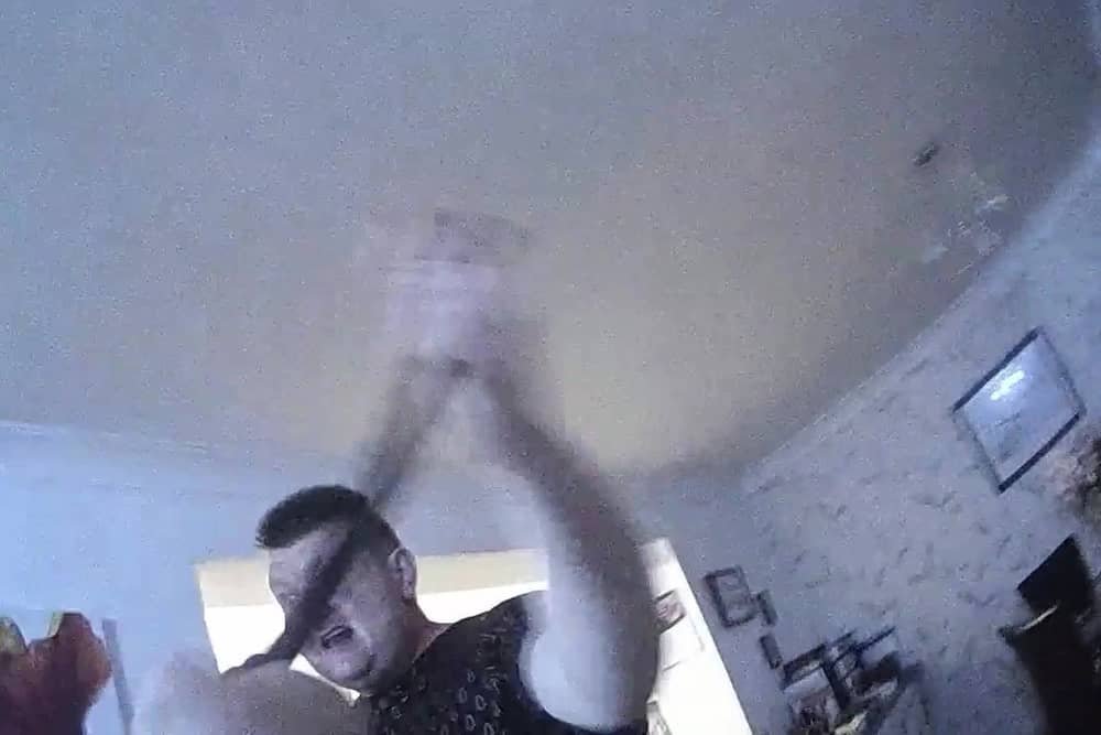 Video grab from police bodycam footage of PC Maverick Reddington being attacked by Mark Fox.