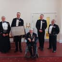 George Chandler presenting photograph to the HMS Sultan mess. A ceremony was held at the Gosport base for Blind Veterans UK.