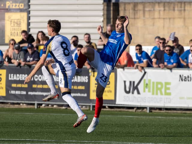 Pompey's Owen Moxon impressed in his side's win over Hawks. Pic: Alex Shute