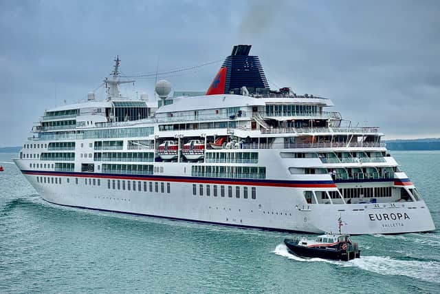 MS Europa sailing past Portsmouth on July 22 as Hapag Lloyd vessel visits Port on cruise call.