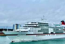 MS Europa sailing past Portsmouth on July 22 as Hapag Lloyd vessel visits Port on cruise call.