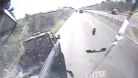 The collision between the HGV and two stationary vehicles which killed Tony Skerratt.