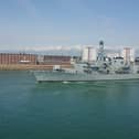 Royal Navy Type 23 frigate sailing from Portsmouth on the morning of July 24. Pictured is the Plymouth-based warship sailing past The Round Tower in Southsea.