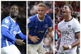 From left to right: Christian Saydee, Colby Bishop and Kusini Yengi are set to be Pompey's striking options in the Championship. 