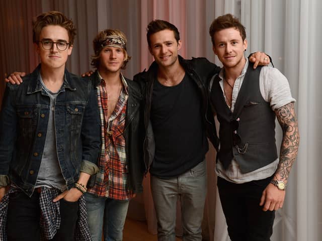 (L- R) Tom Fletcher, Dougie Poynter, Harry Judd and Danny Jones of McFly; the group are one of the three headline acts performing this weekend at Camp Bestival Dorset 2024. (Credit: Ian Gavan/Getty Images for Sony Pictures)