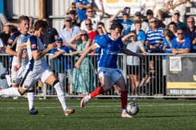 Harry Clout goes on the attack against the Hawks in the pre-season friendly. Picture: Alex Shute