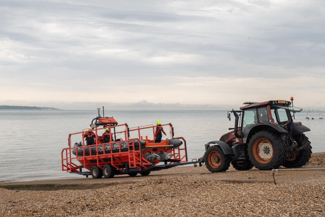 Lifeboat crews from the Gosport And Fareham Inshore Rescue Service rescued a captain who suffered a serious injury aboard a ship near Cams Dock, He was rushed to hospital.