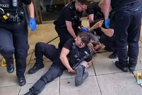The police were called just before 6:30pm on Wednesday, July 24 to the Tesco store on Commercial Road, Portsmouth, to reports that a man had assaulted three members of the public and then left the store with stolen items.