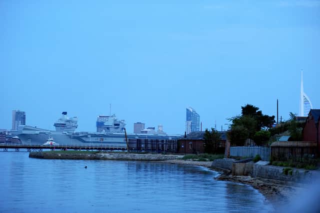 HMS Queen Elizabeth returns to Portsmouth on Tuesday, July 30, 2024, after having repairs done in Rosyth, Scotland.
Picture: Sarah Standing (300724-2836)