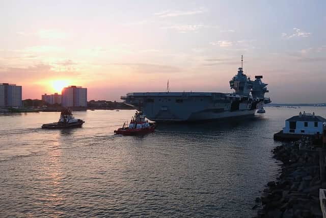 HMS Queen Elizabeth returned to Portsmouth on July 30 after spending several months in Scotland for repairs. Crowds packed The Round Tower and the Hot Walls to welcome her home.