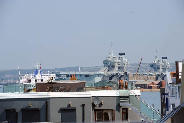 HMS Prince of Wales was due to sail from Portsmouth this morning, but this has now been delayed until tonight. She is scheduled to sail to Glen Mallan in Scotland. Picture: Sarah Standing (010824-2896)