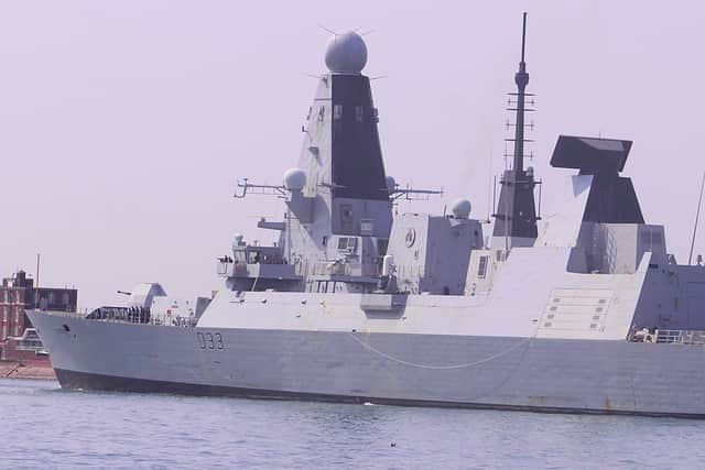 HMS Dauntless leaving Portsmouth on August 1 after two previous sailing dates were cancelled. One source said the delays were caused by "engineering issues". Picture: Jake Corben - JC Maritime Photos.
