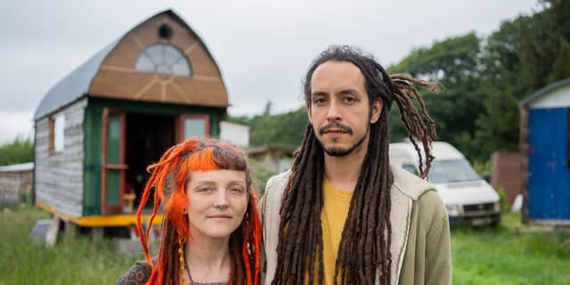 Ember Smith and Steph Gabbadon live in tiny homes in an off-grid community.