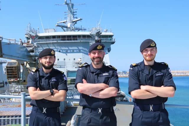Sub Lieutenants Adam Whitelaw and Kieran Kitsell spent a month on board RFA Tidespring, ahead of their deployment on the Portsmouth-based warship HMS Medway.