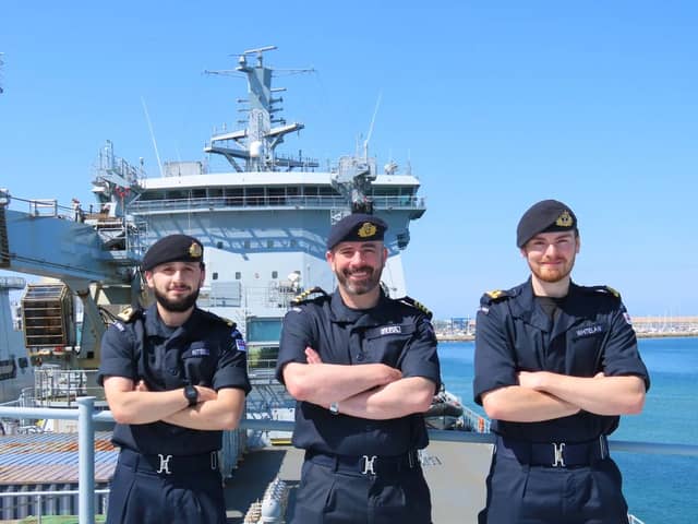 Sub Lieutenants Adam Whitelaw and Kieran Kitsell spent a month on board RFA Tidespring, ahead of their deployment on the Portsmouth-based warship HMS Medway.