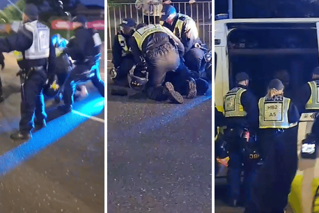 A 17-year-old boy was arrested for wilfully obstructing the highway following an anti-immigration protest at Kettering Terrace, Portsmouth. Demonstrators obstructed vehicles on the M275.