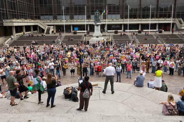 An arrest was made at the Unity rally in Guildhall Square 