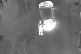 The police arresting Leroy Simpson. This is the dramatic moment an armed thug carjacked a vehicle at knifepoint during a test drive before leading police on a high-speed 10 mile chase. 