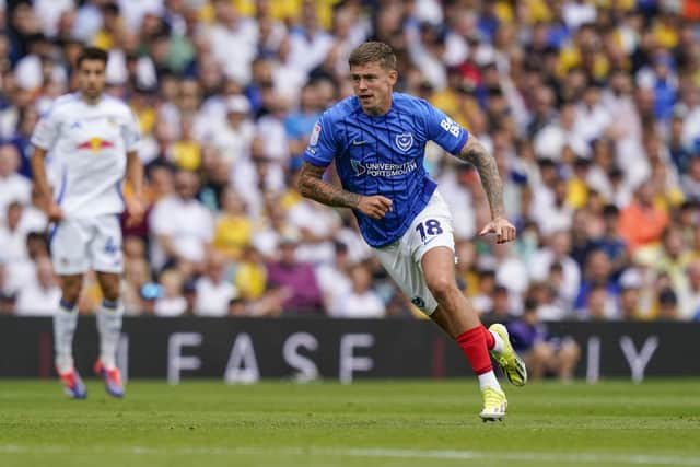 Elias Sorenson scored Pompey’s opening goal to put the score level against Leeds