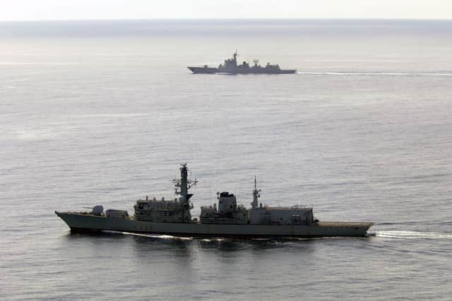 HMS Richmond (foreground) accompanying Chinese destroyer Jiaozuo through the English Channel on their way to and from Russian Navy Day celebrations. Issue date: Saturday August 10, 2024. Picture: Ministry of Defence/PA Wire