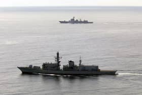 HMS Richmond (foreground) accompanying Chinese destroyer Jiaozuo through the English Channel on their way to and from Russian Navy Day celebrations. Issue date: Saturday August 10, 2024. Picture: Ministry of Defence/PA Wire 