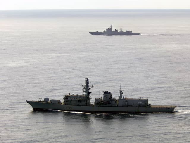 HMS Richmond (foreground) accompanying Chinese destroyer Jiaozuo through the English Channel on their way to and from Russian Navy Day celebrations. Issue date: Saturday August 10, 2024. Picture: Ministry of Defence/PA Wire 