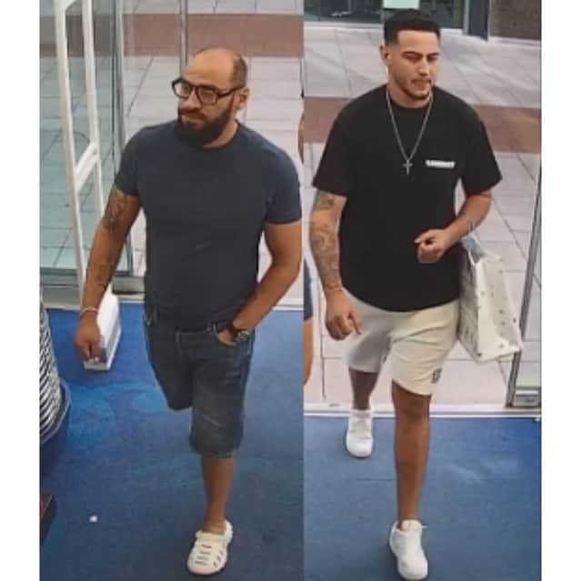 Police want help in identifying the men pictured after £6,200 worth of goods was stolen from Boots in Whiteley.
