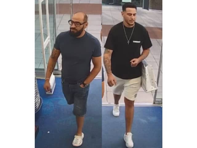 Police want help in identifying the men pictured after £6,200 worth of goods was stolen from Boots in Whiteley. 