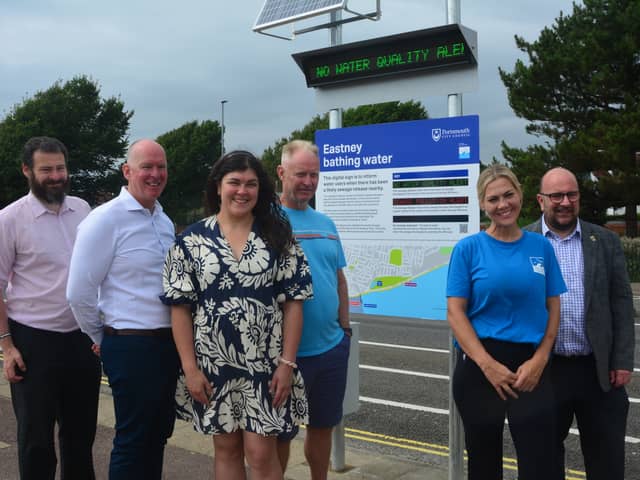 New electronic signs have been installed at Eastney to warn beachgoers if there have been any sewage releases.