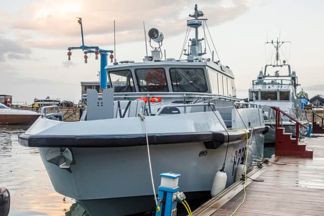 HMS Dagger escorted a Spanish ship out of Gibraltar waters following an "incursion". Pictured is HMS Dagger and HMS Cutlass.