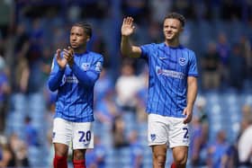 Sammy Silvera and Jordan Williams applaud the Fratton faithful at the final whistle